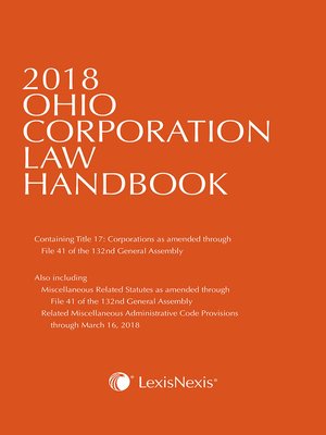 cover image of Ohio Corporation Law Handbook